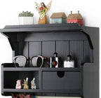 Wall Mail Organizer with Storage Drawer and 6 Hooks, Easy Install Key Rack for Entryway and Home Decor, Luxury Black