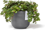 Ecopots Oslo Mini Durable Modern Round Indoor/Outdoor Recycled-Based Composite Flower Pot Planter, Grey, 4.5"