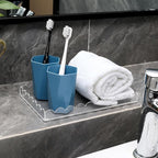 2 Pack Acrylic Bathroom Vanity Tray 7.9" and 9.6", Soap Dispenser Decorative Scalloped Tray for Bathroom Kitchen Living Room Decor Vanity Perfume