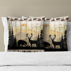 Rustic Deer Throw Pillows Cover Set of 2, Wild Animal Bear Wood Cabin Cotton Square Throw Pillow Case Decorative Cushion Cover Pillowcase Sofa 22"x 22"