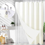 LaCyan 3 in 1 Waterproof Waffle Weave Shower Curtain and Clear Liner Set with 12 Stainless Steel Hooks Double Sided for Bathroom 72 Inches Heavy Duty Polyester Fabric Shower Curtains 72x72