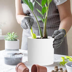 12 Inch Large Deep Flower Pots for Outdoor Indoor Plants, Cylinder Tall Plant Pots with Drainage Holes and Saucer, Big Decorative Plastic Planter Pots for Garden House Plants, White