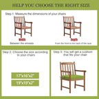 idee-home Outdoor Chair Cushions Set of 4, 19" x 19" Outdoor Seat Cushion Waterproof Patio Furniture with Ties, Dining Chair Pads