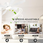 Ceiling Fans with Lights, 52 Inch Low Profile Ceiling Fan with Light and Remote Control, Flush Mount, Reversible, 3CCT, Dimmable, Quiet, White Ceiling Fan for Bedroom Indoor/Outdoor Use