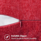 MIULEE Pack of 2 Christmas Pillow Covers 24x24 Inch Red Farmhouse Decorative Throw Pillow Covers with Stitched Edge Soft Chenille Solid Dyed Couch Pillow Covers for Sofa Bed Living Room