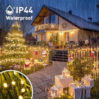 JMEXSUSS 2 Pack Solar Christmas Lights Outdoor - Total 400 LED 151FT Solar String Lights Outdoor Waterproof, 8 Modes Warm White String Light for Outside Patio Yard Tree Garden Christmas Decorations