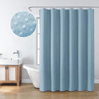 Inhousolu Fabric Shower Curtain Waffle Weave, 230 GSM Heavy Duty, Weighted Hem, 14 Metal Hooks, Water Repellent, Machine Washable, Hotel Spa Luxury Bath Curtain Set, 72 x 72 Inch, Teal
