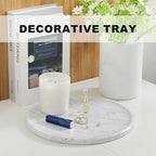 Natural Marble Serving Tray, 11.8in Round, Carrara Marble, Bathroom/Kitchen/Coffee Table Tray for Counter, Decorative Vanity for Catchall, Fruit and Snack