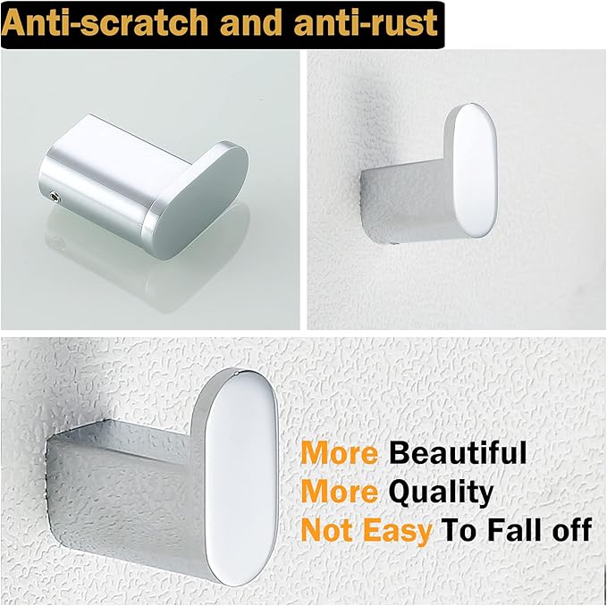 RANDOM Polished Chrome Towel Hooks SUS 304 Stainless Steel Wall Hook Heavy Duty Wall Mounted Robe Coat Clothes Hat Key Hooks Holder for Bathroom Livingroom Hotel Kitchen Garage, 2 Pack .96026-8C