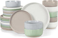 LIANYU Dinnerware Plates and Bowls Set for 8, 24PCS Speckled Dinnerware Set for Soup, Salad, Food Grade Clay Stoneware Dishes, Scratch Resistant, Stackable Design, Assorted Colors