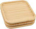 JOIKIT 3 Pack 10 Inch Bamboo Platter, Fine Polished Sqaure Wood Plates Bamboo Serving Tray for Holding Fruit, Bread, Cheese, Nut, Coffee, Tea, Plant Saucer