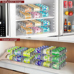 Can Organizer for Pantry, 6 Sets 3Tiers Can Storage Organizer Pantry, Soda Can Organizer for Fridge 72 Cans Rack Automatic Rolling Stackable Canned Food Organizer,Clear