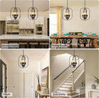 Black Chandelier Light, Modern Farmhouse Chandeliers for Dining Room Light Fixture Entryway Industrial Rustic Geometric Hanging Foyer Lighting Fixtures Kitchen Chandelier for Entryway Bedroom Hallway