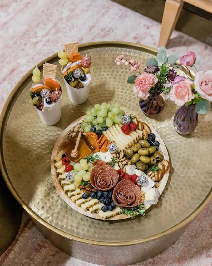 Disposable Palm Leaf 15" Round Trays (10 pieces) Bamboo Like Serving Platters, Disposable Boards, Eco-Friendly Dinnerware For Weddings, Catering, Events
