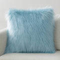 Phantoscope Faux Fur Solid Decorative Pillow Cover Fluffy Throw Pillow Mongolian Luxury Fuzzy Pillow Case Cushion Cover for Bedroom and Couch, Light Blue 20 x 20 Inches, Pack of 1