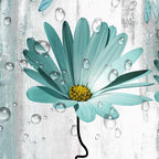 Rusitc Farmhouse Floral Shower Curtain, Farm Teal Country Daisy Flower Dragonfly and Faith Hope Love Inspirational Words Shower Curtain Set, Turquoise Balck White Bathroom Accessories Hooks, 70X84IN