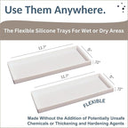 Countertop and Vanity Tray - 2 PC Large 11.7" Silicone Bathroom Trays, Counter Organizer, Dish Soap Sponge Holder Kitchen Sink Tray Organizer, Sink Caddy Toothbrush Key Kitchen Soap Trays