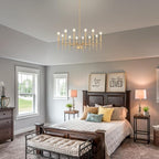 12 Light Gold Chandelier Light Fixture, Modern Farmhouse Chandeliers for Dining Room Light Fixture, Metal Candle Pendant Chandelier for Foyer Entryway Stairs Living Room Bedroom Kitchen
