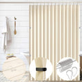 South to East Waterproof Shower Curtain, Heavy Duty Magnetic Folding Linen Shower Curtain, Non-Toxic, 72x80 Magnetic Fabric Bathroom Curtain Sets, Beige