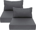 AAAAAcessories Outdoor Deep Seat Cushions, Waterproof, Fade-Resistant Patio Furniture Replacement Cushions, 24" x 24" x 5" + 24" x 13.5", Set of 2, Dark Gray