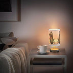 Table Lamp Dinosaur T-rex in Paper Hole Nightstand Lamp with Wood Base Fabric Lamp Shade Bedside Desk Lamp for Living Room Bedroom Kids Room Office