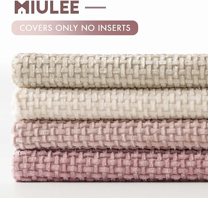 MIULEE Pack of 4 Couch Throw Pillow Covers 18x18 Inch Neutral Pink Cute Decorative Chenille Pillow Covers Farmhouse Boho Accent Cushion Covers for Coquette Room Decor Spring Sofa Bedroom Living Room