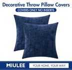 MIULEE Pack of 2 Couch Throw Pillow Covers 20x20 Inch Spring Soft Dusty Blue Chenille Pillow Covers for Sofa Living Room Solid Dyed Pillow Cases