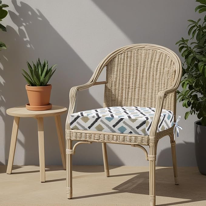 idee-home Outdoor Chair Cushions Set of 4, Thick 19" x 19" x 3" Outdoor Seat Cushions Patio Furniture Waterproof with Ties, Dining Pads