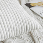 MIULEE Winter Pack of 2 Corduroy Pillow Covers Soft Soild Striped Throw Pillow Covers Set Decorative Square Cushion Cases Pillowcases for Couch Sofa Bedroom Living Room 16 x 16 Inch Pure White
