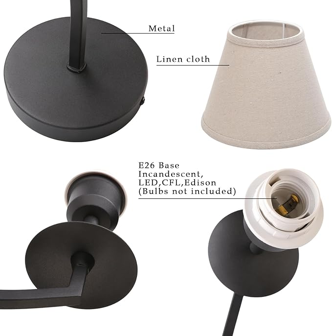 Phansthy Hardwired Wall Sconce Light Set of 2, Linen Fabric Shade Indoor Wall Lamps, Wall Decor Lightings Set of Two for Living Room, Bedroom, Hallway, Vanity Mirror (Black 2 Pack)