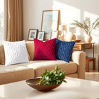 decorUhome Couch Throw Pillow Covers 26x26 Set of 2, Decorative Soft Plush Faux Wool Neutral Accent Pillow Covers for Bed Sofa Living Room, Blue