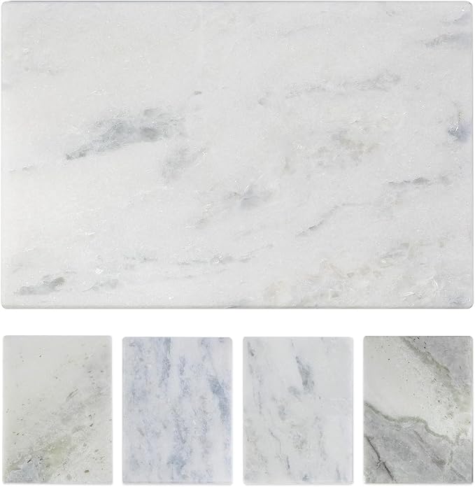 Koville African Natural Marble Cutting Board for Kitchen Pastry Bread, 12" x 8" Genuine Marble Cheese Board Stone Tray for Counter, Bathroom Perfume Tray Jewelry Candle Plate (Namib Fantasy)