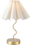 Pleated Table Lamp, Table Lamp for Bedroom, Bedside Lamps for Nightstand with Linen Lampshade, Modern Lamp for Bedroom Home Office Decor