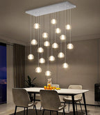 Rectangular Crystal Chandeliers for Living Room Dining Room Light LED Pendant Lights Fixtures Lighting Chandelier for Foyer Entrance Silver
