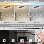 Modern LED Pendant Lights, 47in Chandelier Dimmable with Remote Control 3000k-6000K Adjustable Color Temperature, Aluminum Island Lighting Lamp Fixture for Kitchen, Dining Room, Billiard Room
