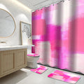 Lnond 4Pcs Bathroom Shower Curtain Sets with Rugs, Pink and Grey Painting Art Bathroom Sets with Shower Curtain and Rugs and Accessories