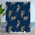 Boho Leopard Cheetah Shower Curtain Theme Bathroom Bathtubs Fabric Tropical Forest Wildlife Animal Shower Curtain Set with 12 Hooks 78 x 72 inches Polyester Machine Washable, Brown Black and Blue