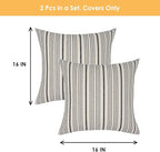 Black Pillow Covers Farmhouse Linen Throw Pillow Covers Striped Outdoor Decorative Square Throw Pillows for Couch Sofa Bed 16x16 in Pack of 2 Black and Cream