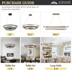 3 Ring LED Chandelier Black Gold Rectangular Chandeliers 39in Modern Oval Dining Room Chandeliers Over Table 70W Dimmable Rectangle Chandelier Light for Kitchen Island Study Room Home Office