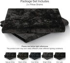PHF Truly Velvet Pillowcases King Size, No Insert, 2 Pack Ultra Soft Breathable Pillow Shams Covers with Envelope Closure, 20" X 36" Luxury Cozy Warm Fuzzy Flannel Pillow Cases, Black