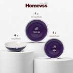 Rock Ridge Speckled Stoneware Dinnerware Set (12pc Set, Violet and Ivory)