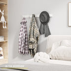 Coat Hook Wall Rack Hanger - White Coat Rack with 6 Hooks Wall Hooks for Hanging Hat Key Bag Towel Wall Mount Coat Holder