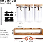 Glass Coffee Storage Container with Bamboo Shelf, 3PCS 49oz Airtight Sealed Coffee Bean Jar with Clamp Lid & Measuring Spoon, Kitchen Pantry Canister Set for Ground Coffee Sugar Tea Flour