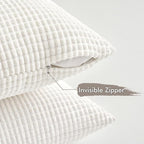 MIULEE Boho Farmhouse Throw Pillow Covers 18x18 Inch Set of 4 Soft Neutral Pillow Covers Cream White Corduroy Couch Pillowcases Home Decor for Sofa Living Room Bed
