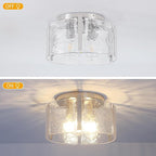 15'' Modern Brushed Nickel Semi Flush Mount Ceiling Light, Hallway Light Fixtures, 3-Light Glass Ceiling Lights for Entryway Kitchen Dining Room Foyer Bedroom Laundry Lighting Fixtures, UL-Listed