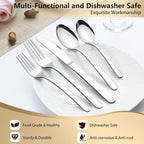 Pleafind 40-Pcs Silverware Set for 8, Premium Stainless Steel Flatware Set, Include Forks Spoons and Knives Set, Mirror Polished Cutlery Utensil Set for Home Restaurant, Dishwasher Safe