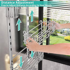 HapiRm Hanging Shower Caddy Organizer - Shower Shelf with 22 Hooks and 2 Toothbrush Holders, No Drilling Adjustable Hanging Bathroom Organizer - Silver