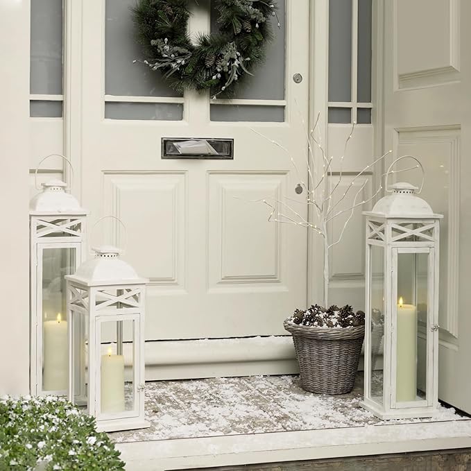 Waterproof Flickering Plastic Flameless with Cycle Timer & Remote Control, Pack of 2 Fake Battery Operated Candle Grease Outdoor Pillar LED Candles (Ivory, 4" x10")