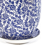 CHIVE ‘Liberte’ Ceramic Succulent Pots — 4.25” Cute Vintage Farmhouse Style Planters for Indoor Plants — Beautiful Home & Kitchen Decor — Blue Leaves