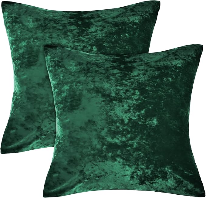 PHF Truly Velvet Throw Pillow Covers, 24"x24", No Insert, 2 Pack Color Gradient Cushion Covers, Ultra Soft Cozy Square Covers Shell for Luxurious Home Decorative, No Shedding, No Pilling, Green